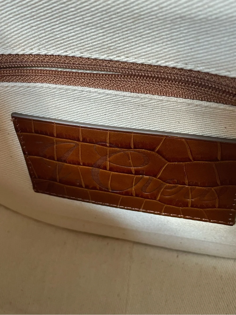 J.Crew Classic Large Saddle Bag in Croc-Embossed Leather – Brown / Hazelnut